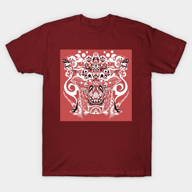 monsters hunters in kaiju ecopop mandala art T-Shirt by jorge_lebeau